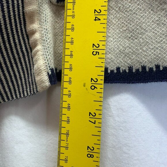 If It Were Me Open Cardigan Sweater Womens Size S Cream Blue Aztec 100% Cotton - Picture 9 of 10